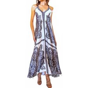 NEW TRISHA PATERSON paisley maxi dress in white